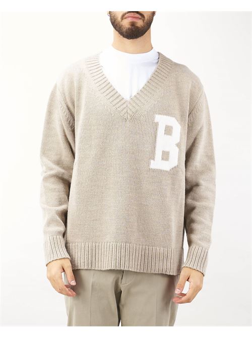 V-neck sweater with logo contrasting I'm Brian I'M BRIAN | Sweater | MA301025